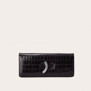 Little Liffner Maccheroni Croc Embossed Donna Pochette Nere | 7829-SHRGD