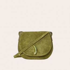 Little Liffner Maccheroni Suede Donna Borse Da Sella Verde Oliva | 7064-NLBDI