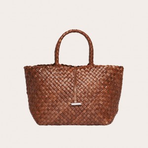 Little Liffner Midi Leather Basket Donna Tote Marroni | 6819-UKSRZ