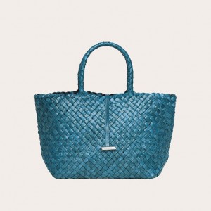 Little Liffner Midi Leather Basket Donna Tote Blu | 6530-KUPWS