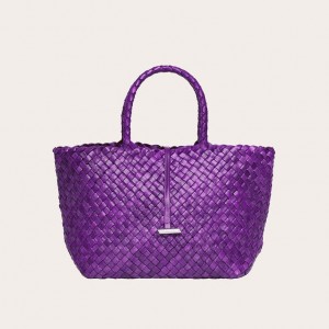 Little Liffner Midi Leather Basket Donna Tote Viola | 1589-WHMDI