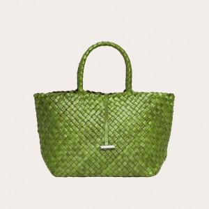 Little Liffner Midi Leather Basket Donna Tote Verdi | 8206-DNOZA