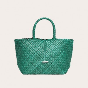 Little Liffner Midi Leather Basket Donna Tote Verde Acqua | 3120-FQORE