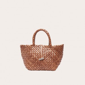 Little Liffner Mini Leather Basket Donna Tote Marroni | 5143-TKXBJ