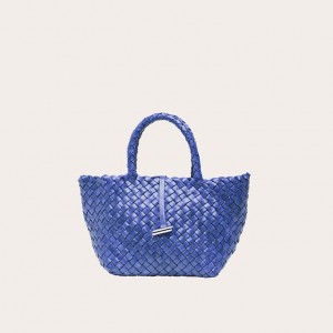 Little Liffner Mini Leather Basket Donna Tote Blu | 8729-DIPXH