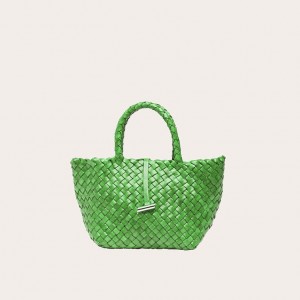 Little Liffner Mini Leather Basket Donna Tote Verdi | 6439-WIEXP