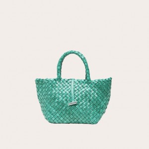 Little Liffner Mini Leather Basket Donna Tote Verde Acqua | 6184-ULPKA