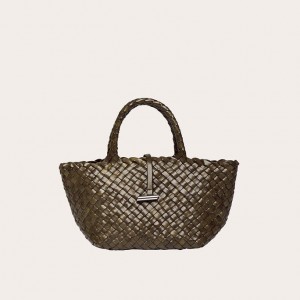 Little Liffner Mini Leather Basket Donna Tote Verde Oliva | 5946-JIFGA