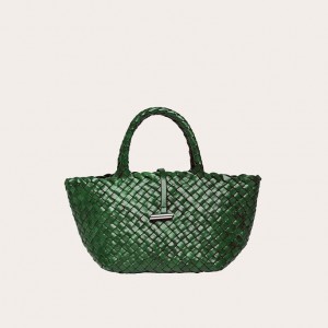 Little Liffner Mini Leather Basket Donna Tote Verdi | 8640-JIESM