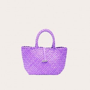 Little Liffner Mini Leather Basket Donna Tote Lavanda | 4587-FZCEI