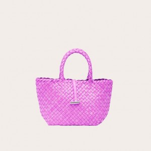 Little Liffner Mini Leather Basket Donna Tote Rosa | 5380-DIKQM