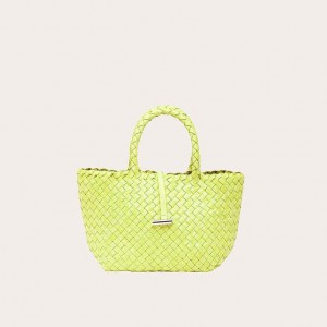 Little Liffner Mini Leather Basket Donna Tote Gialle | 2769-HZMGR