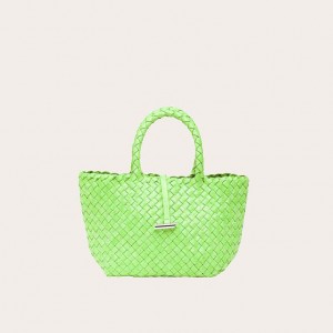 Little Liffner Mini Leather Basket Donna Tote Verdi Chiaro | 3259-RZVNQ