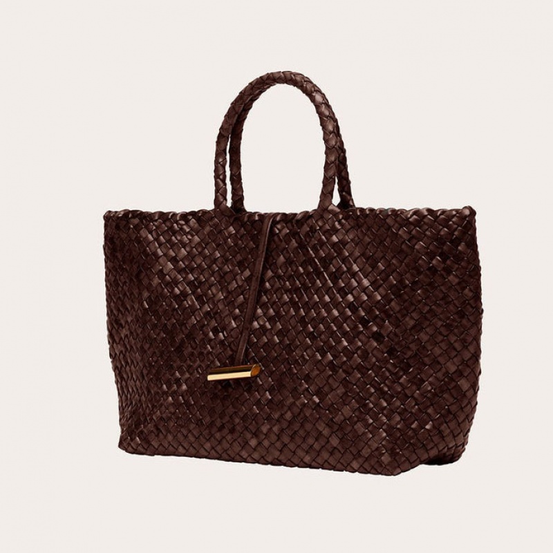 Little Liffner Large Leather Basket Donna Tote Marroni Scuro | 2659-GLBHY