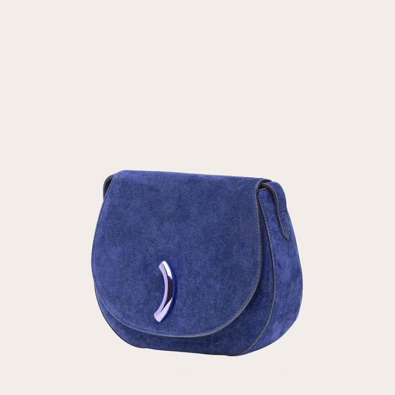 Little Liffner Maccheroni Suede Donna Borse Da Sella Blu Marino | 9175-CPVWK