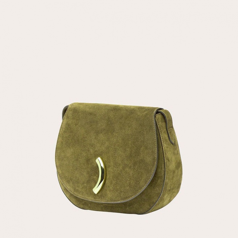 Little Liffner Maccheroni Suede Donna Borse Da Sella Verde Oliva | 7064-NLBDI