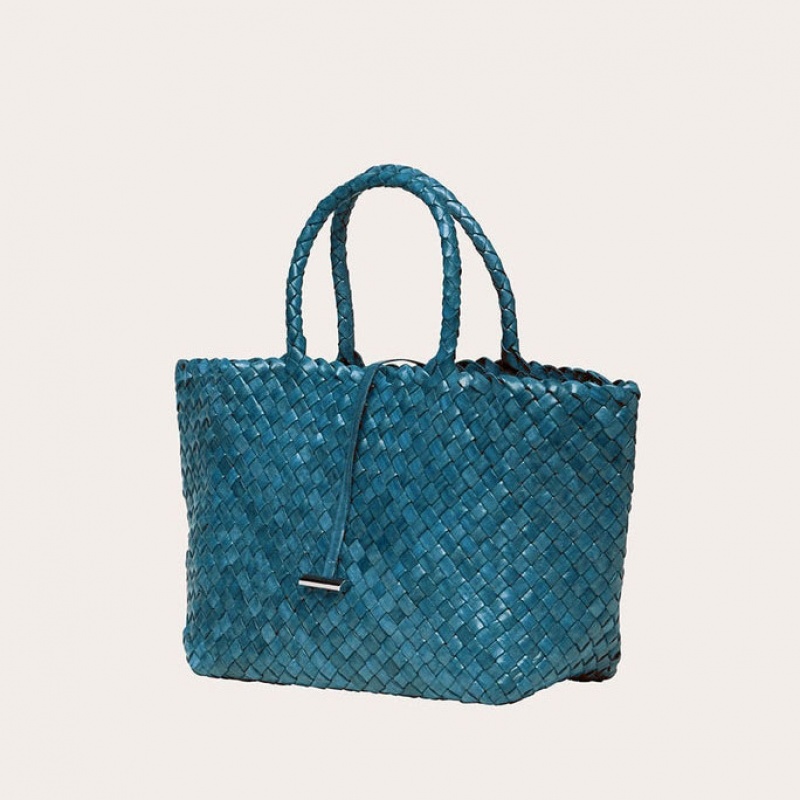 Little Liffner Midi Leather Basket Donna Tote Blu | 6530-KUPWS