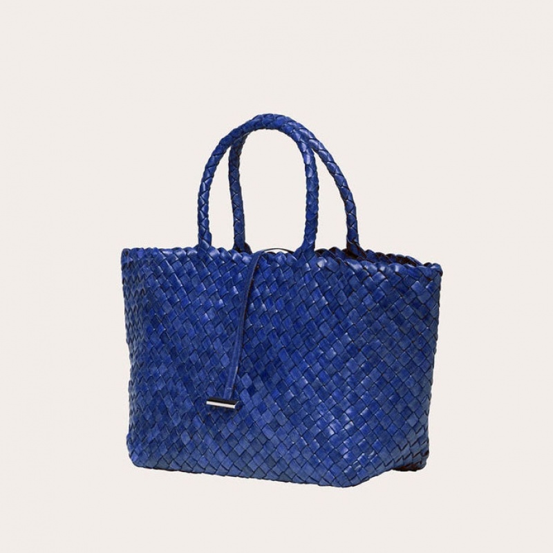 Little Liffner Midi Leather Basket Donna Tote Blu | 1967-CGRZP