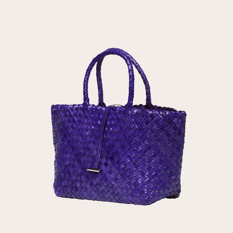 Little Liffner Midi Leather Basket Donna Tote Viola | 6182-FGDQT