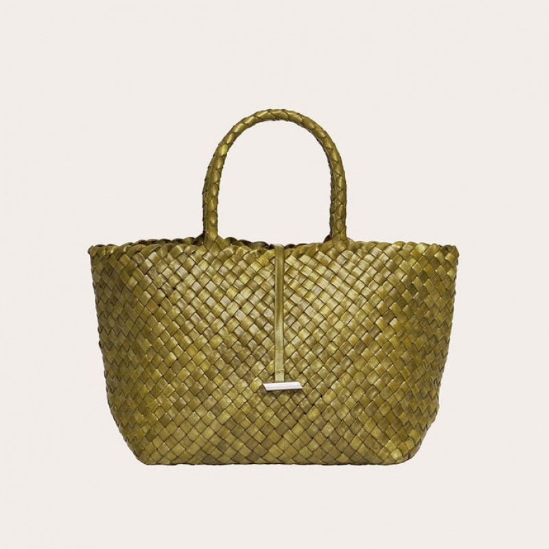 Little Liffner Midi Leather Basket Donna Tote Verde Oliva | 6809-RUINA