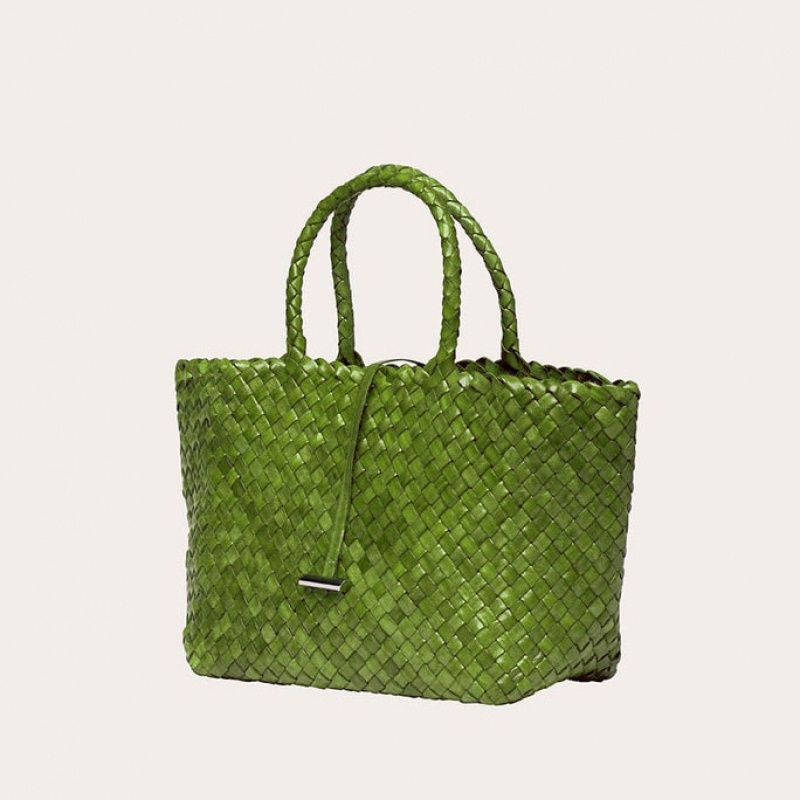 Little Liffner Midi Leather Basket Donna Tote Verdi | 8206-DNOZA