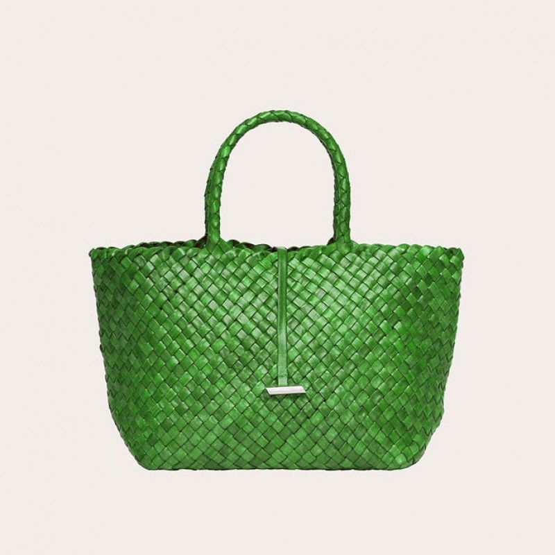 Little Liffner Midi Leather Basket Donna Tote Verdi | 8054-BRXTF