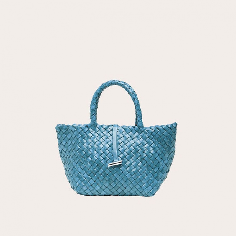 Little Liffner Mini Leather Basket Donna Tote Blu | 0293-YRUDQ