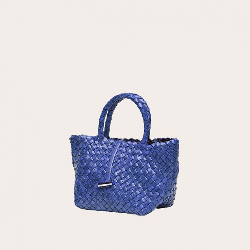 Little Liffner Mini Leather Basket Donna Tote Blu | 8729-DIPXH