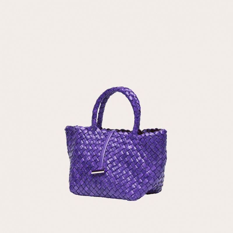 Little Liffner Mini Leather Basket Donna Tote Viola | 8507-VTIRA