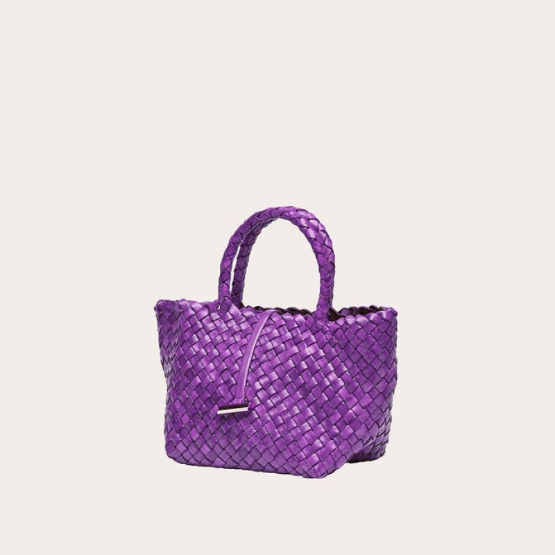 Little Liffner Mini Leather Basket Donna Tote Viola | 2417-OBMIS