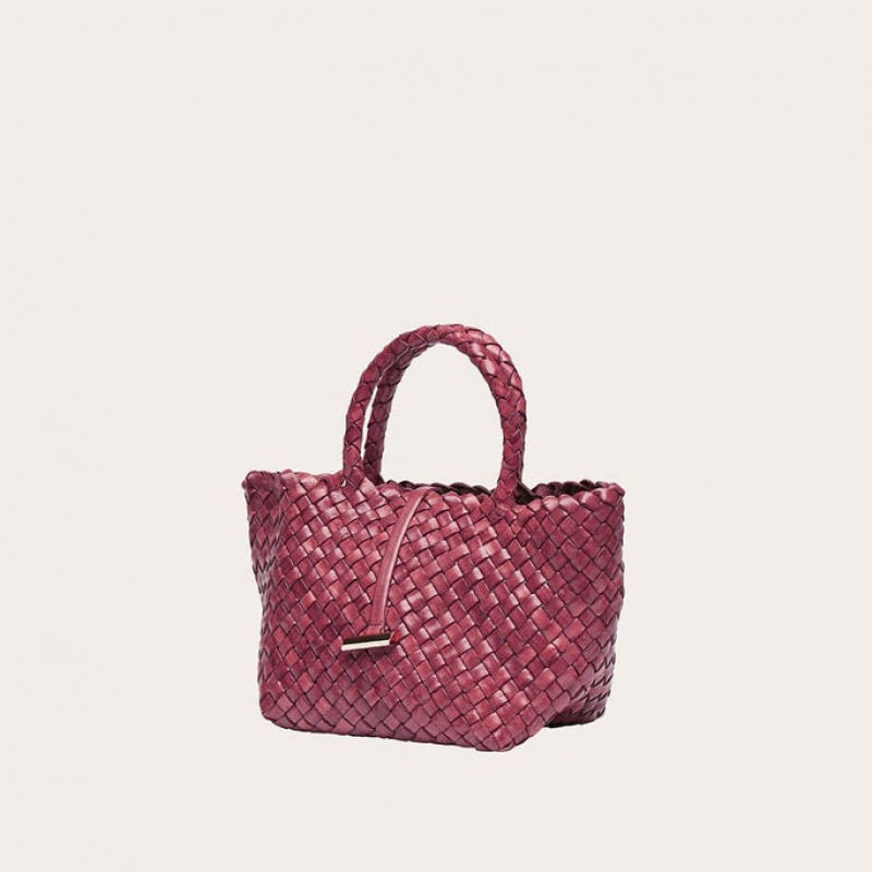 Little Liffner Mini Leather Basket Donna Tote Rosse | 9824-VMGBI