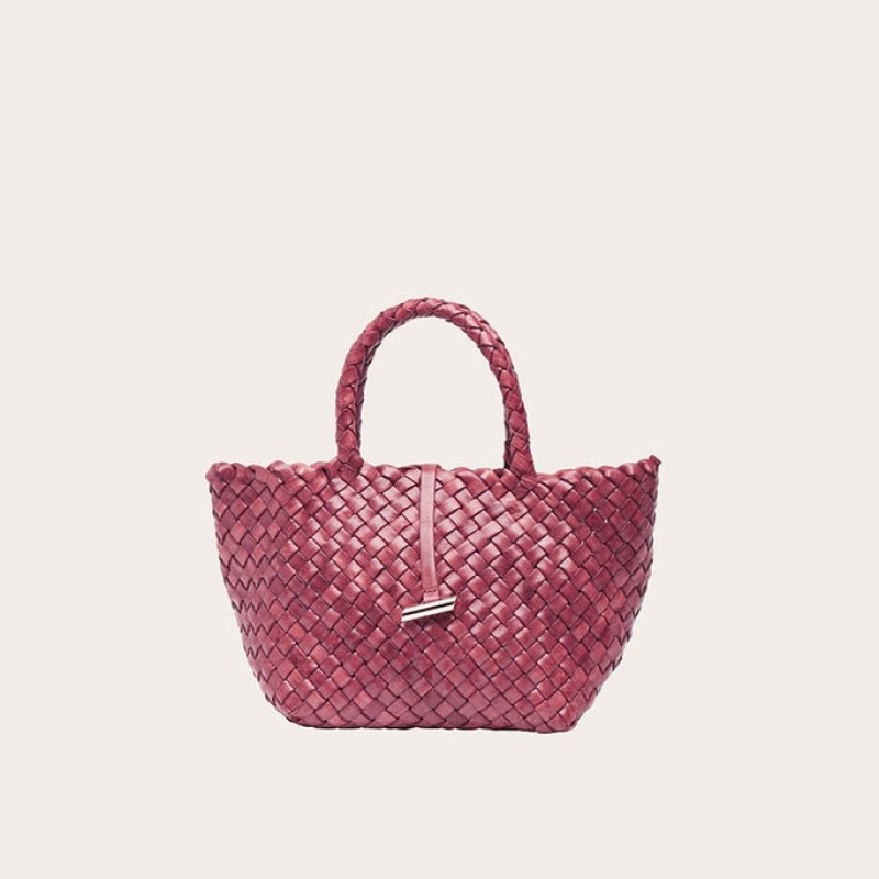 Little Liffner Mini Leather Basket Donna Tote Rosse | 9824-VMGBI