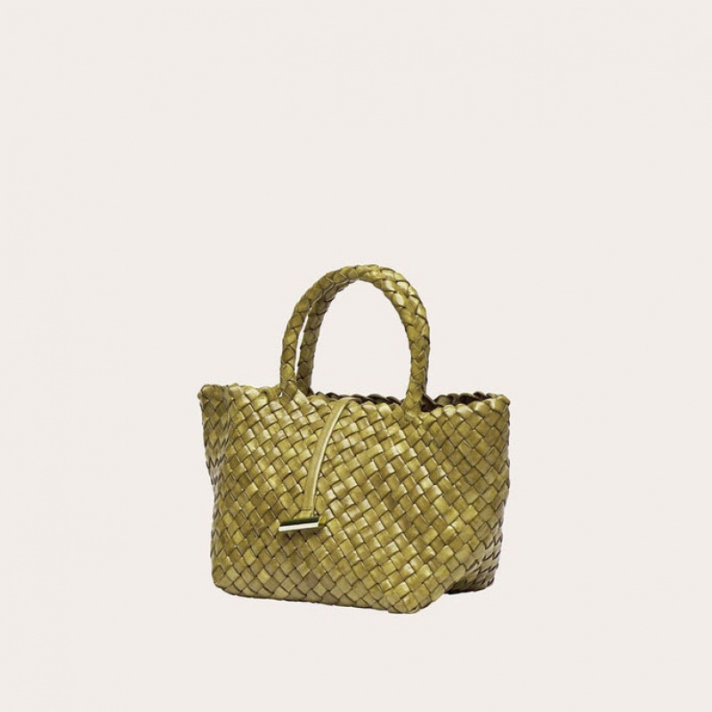 Little Liffner Mini Leather Basket Donna Tote Verde Oliva | 1792-RHDCP