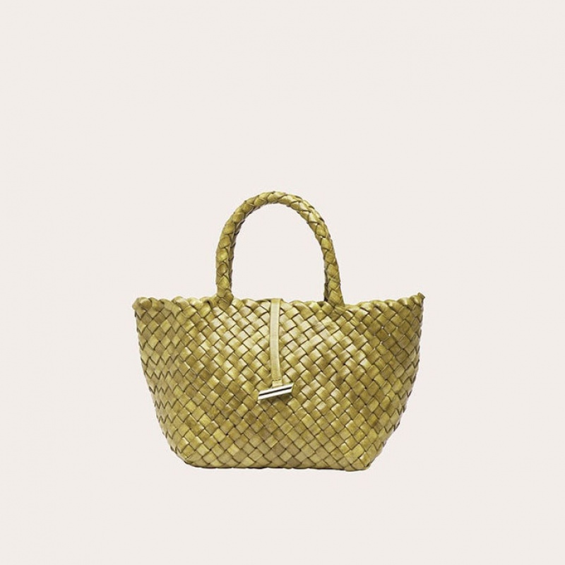 Little Liffner Mini Leather Basket Donna Tote Verde Oliva | 1792-RHDCP