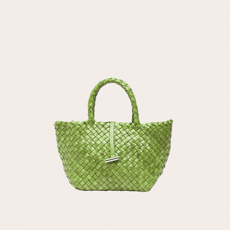 Little Liffner Mini Leather Basket Donna Tote Verdi | 3098-BJCQZ