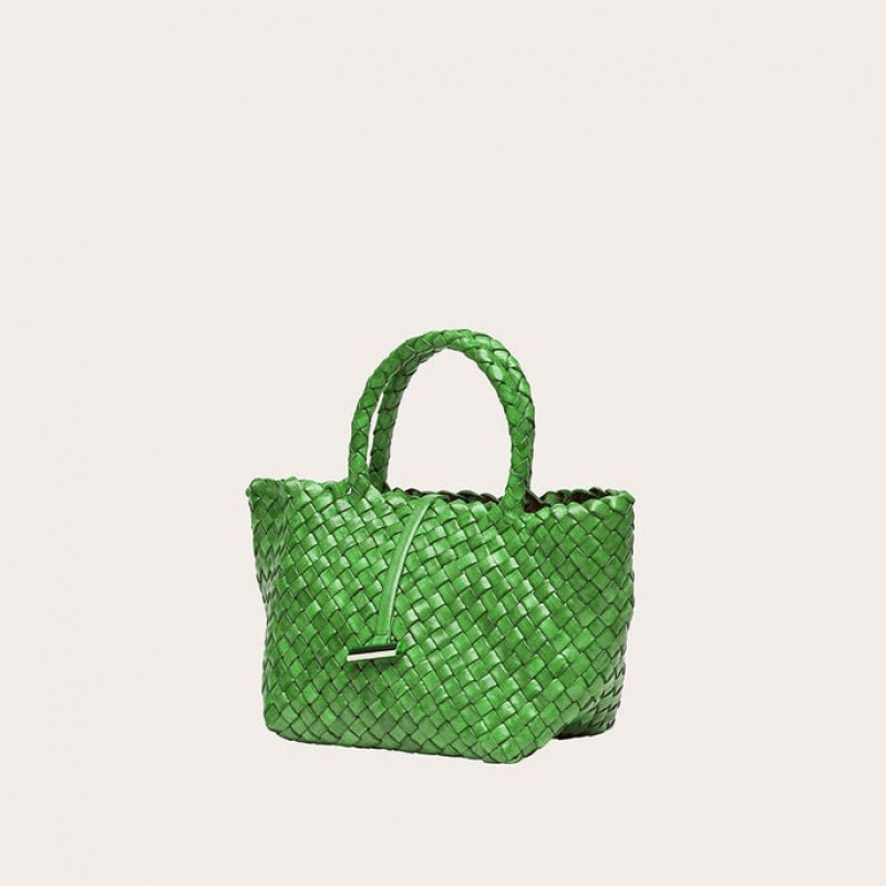 Little Liffner Mini Leather Basket Donna Tote Verdi | 6439-WIEXP