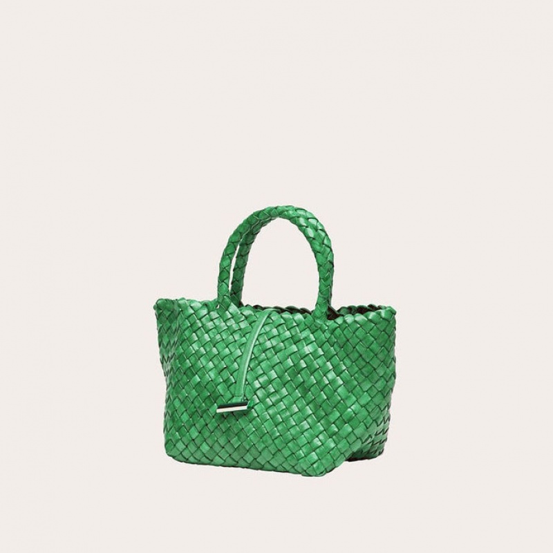 Little Liffner Mini Leather Basket Donna Tote Verdi | 9432-PYILT