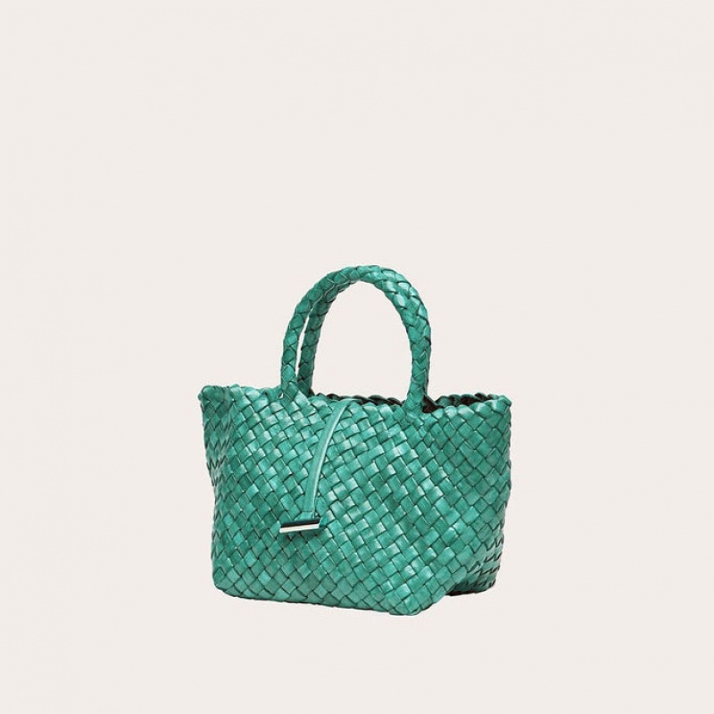 Little Liffner Mini Leather Basket Donna Tote Verde Acqua | 6184-ULPKA