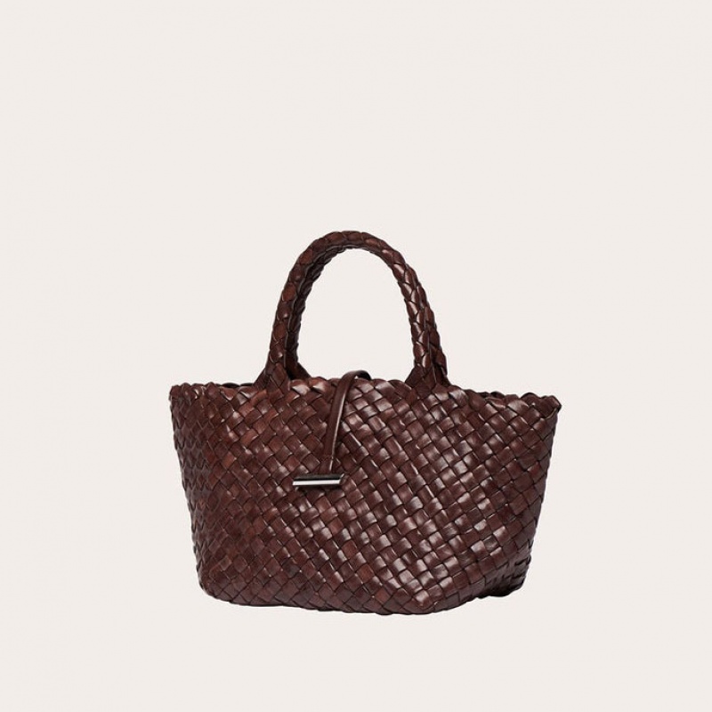 Little Liffner Mini Leather Basket Donna Tote Marroni Scuro | 1204-JESPW