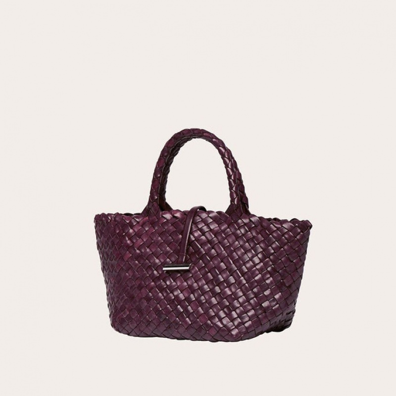 Little Liffner Mini Leather Basket Donna Tote Bordeaux | 4957-TNYWU