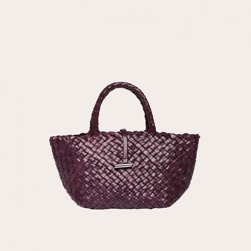 Little Liffner Mini Leather Basket Donna Tote Bordeaux | 4957-TNYWU