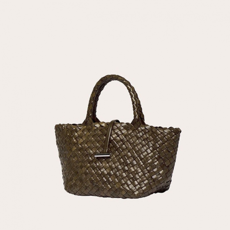 Little Liffner Mini Leather Basket Donna Tote Verde Oliva | 5946-JIFGA