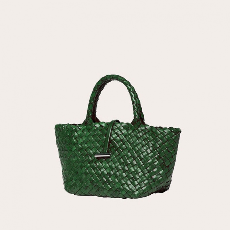 Little Liffner Mini Leather Basket Donna Tote Verdi | 8640-JIESM