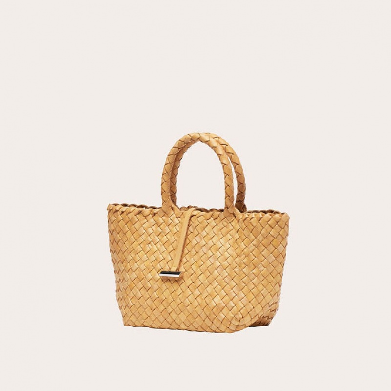 Little Liffner Mini Leather Basket Donna Tote Beige | 6937-LZIFX