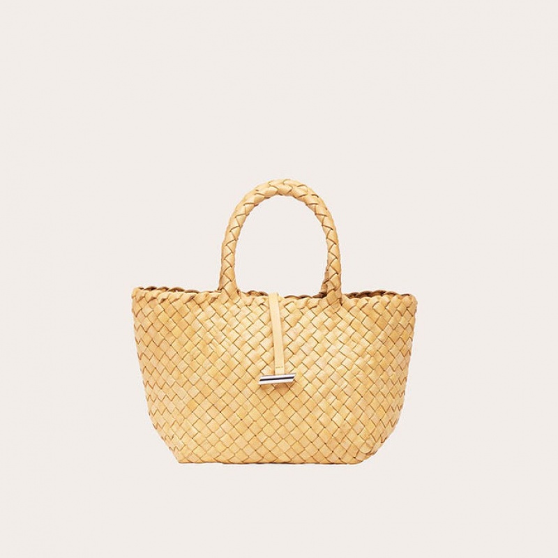 Little Liffner Mini Leather Basket Donna Tote Beige | 6937-LZIFX