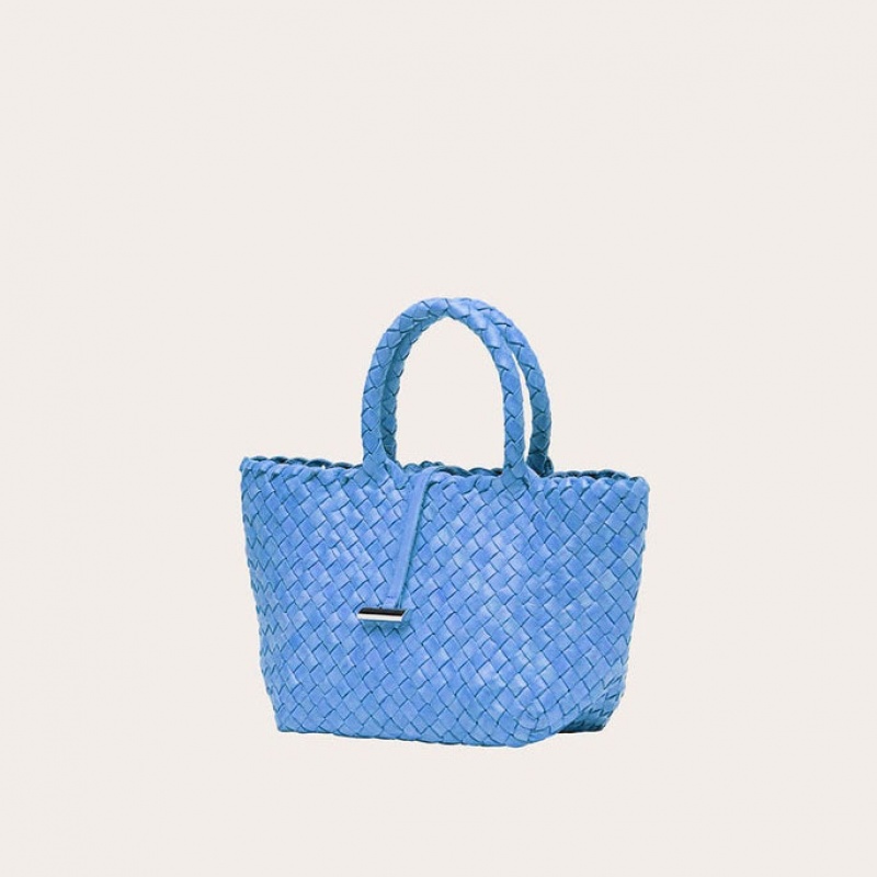 Little Liffner Mini Leather Basket Donna Tote Blu Chiaro | 4615-OVGAX