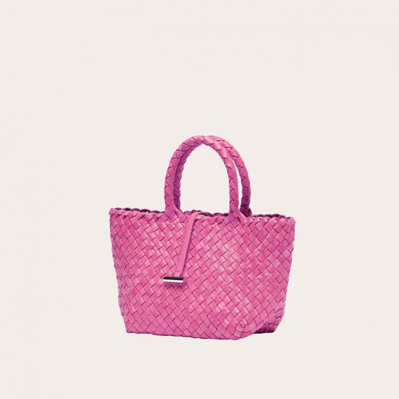 Little Liffner Mini Leather Basket Donna Tote Rosa | 4209-SQTJD