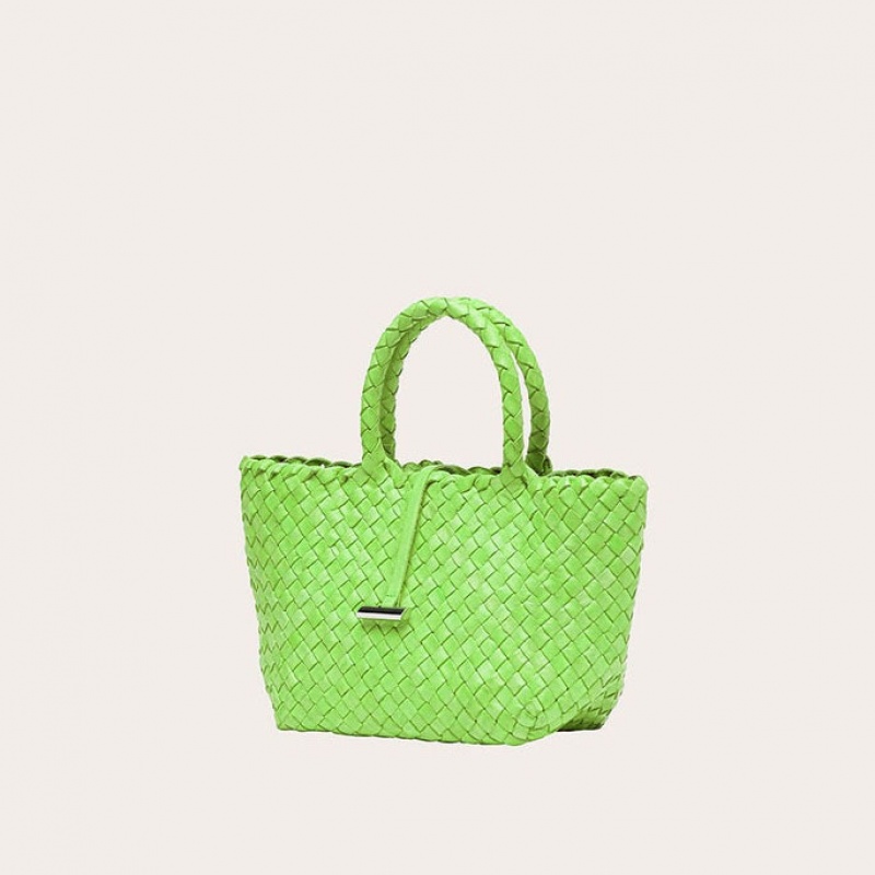 Little Liffner Mini Leather Basket Donna Tote Verdi Chiaro | 3259-RZVNQ