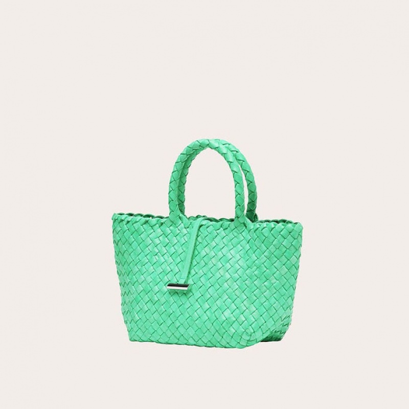 Little Liffner Mini Leather Basket Donna Tote Menta | 1308-ZFWBY