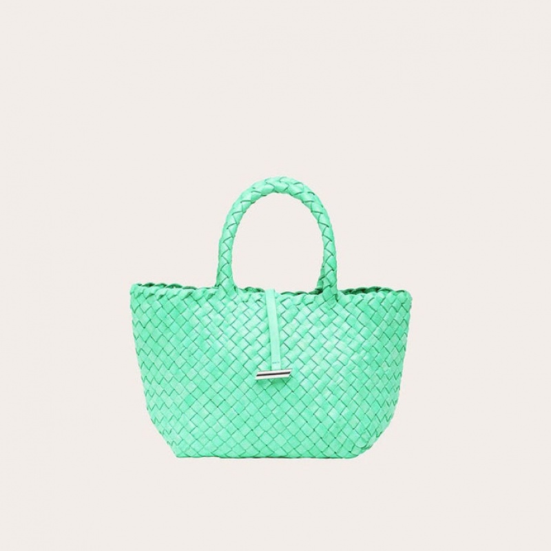 Little Liffner Mini Leather Basket Donna Tote Menta | 1308-ZFWBY